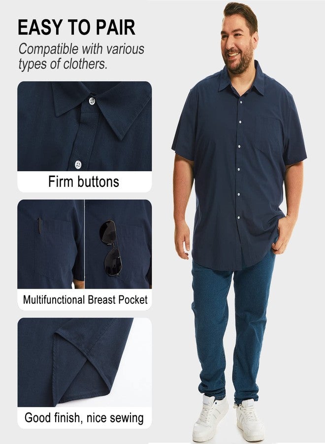 HOdo Big and Tall Mens Cotton Button Down Shirt Navy 6XL - Image 4